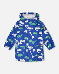 Rain Jacket In Polyurethane Blue Chameleon Print - H30W50_3H023