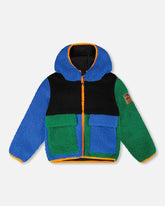 Sherpa Jacket Blue Colorblock
