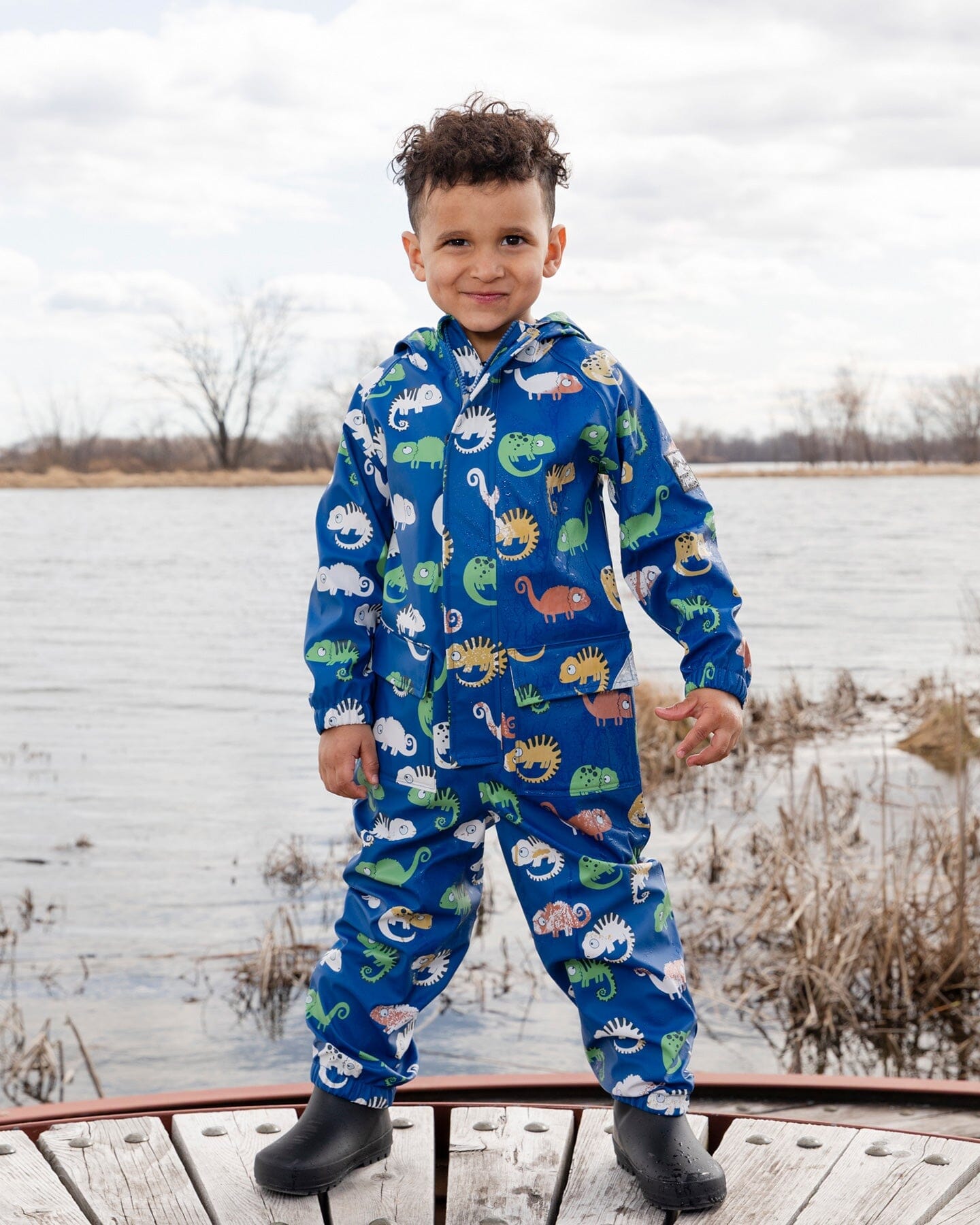 Rain One-Piece In Polyurethane Blue Chameleon Print - H30W72_3H023