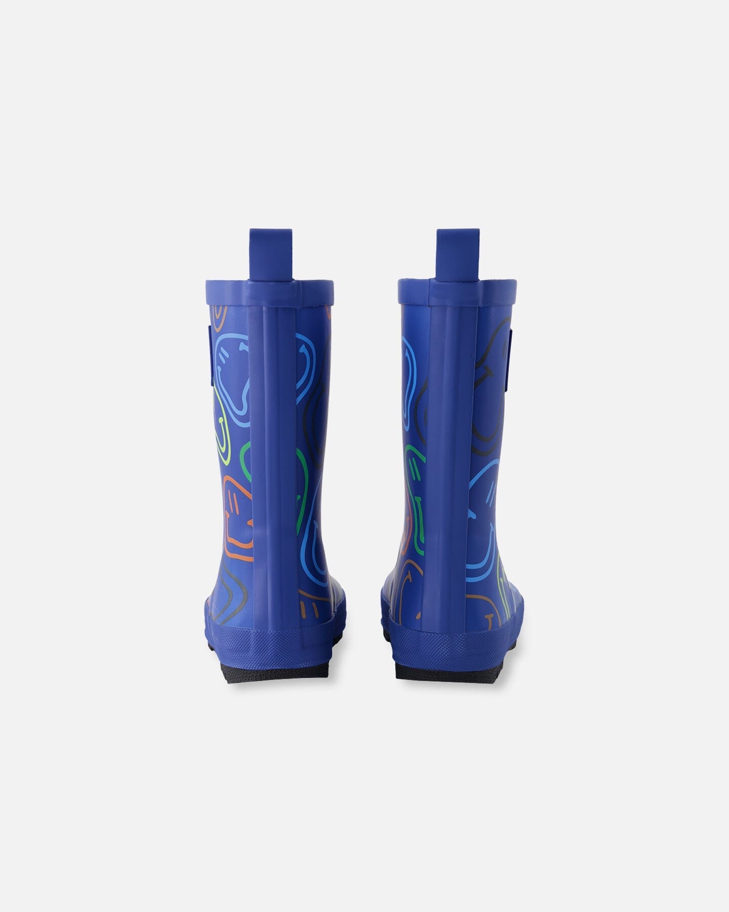 Rain Boots In Natural Rubber Blue Smiley Print - H30WB10_3H030