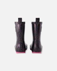 Rain Boots In Natural Rubber Black Glitter - H30WB10_3H169