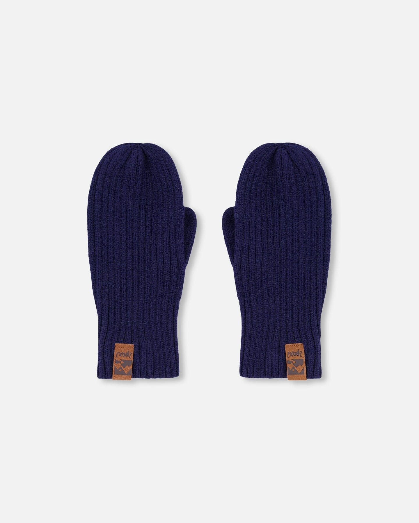 Ribbed Knit Mittens Navy Blue - H30WT26_04790