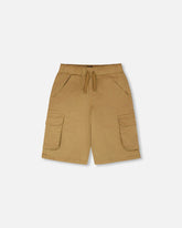 Stretch Twill Bermuda With Cargo Pockets Beige