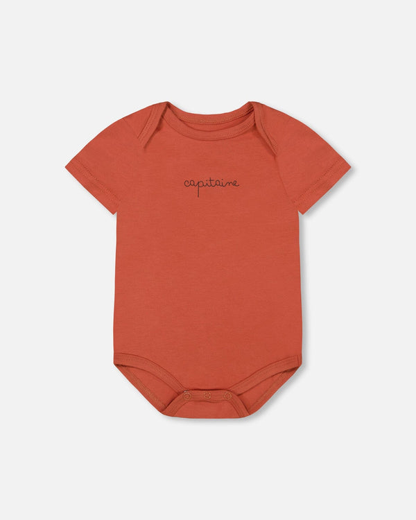 Organic Cotton Onesie Terracotta Tees & Tops Deux par Deux 