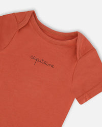 Organic Cotton Onesie Terracotta Tees & Tops Deux par Deux 